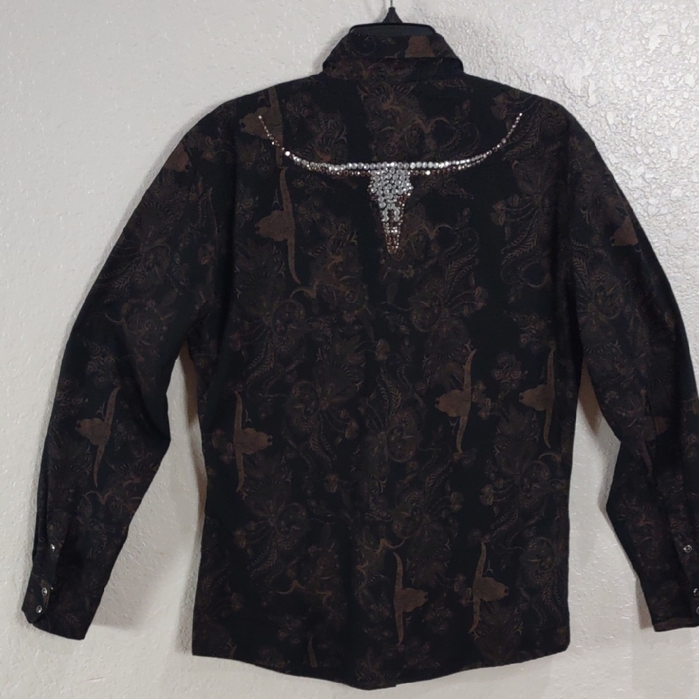 COWGIRL HARDWARE,Black and Brown Western Shirt, Size XL